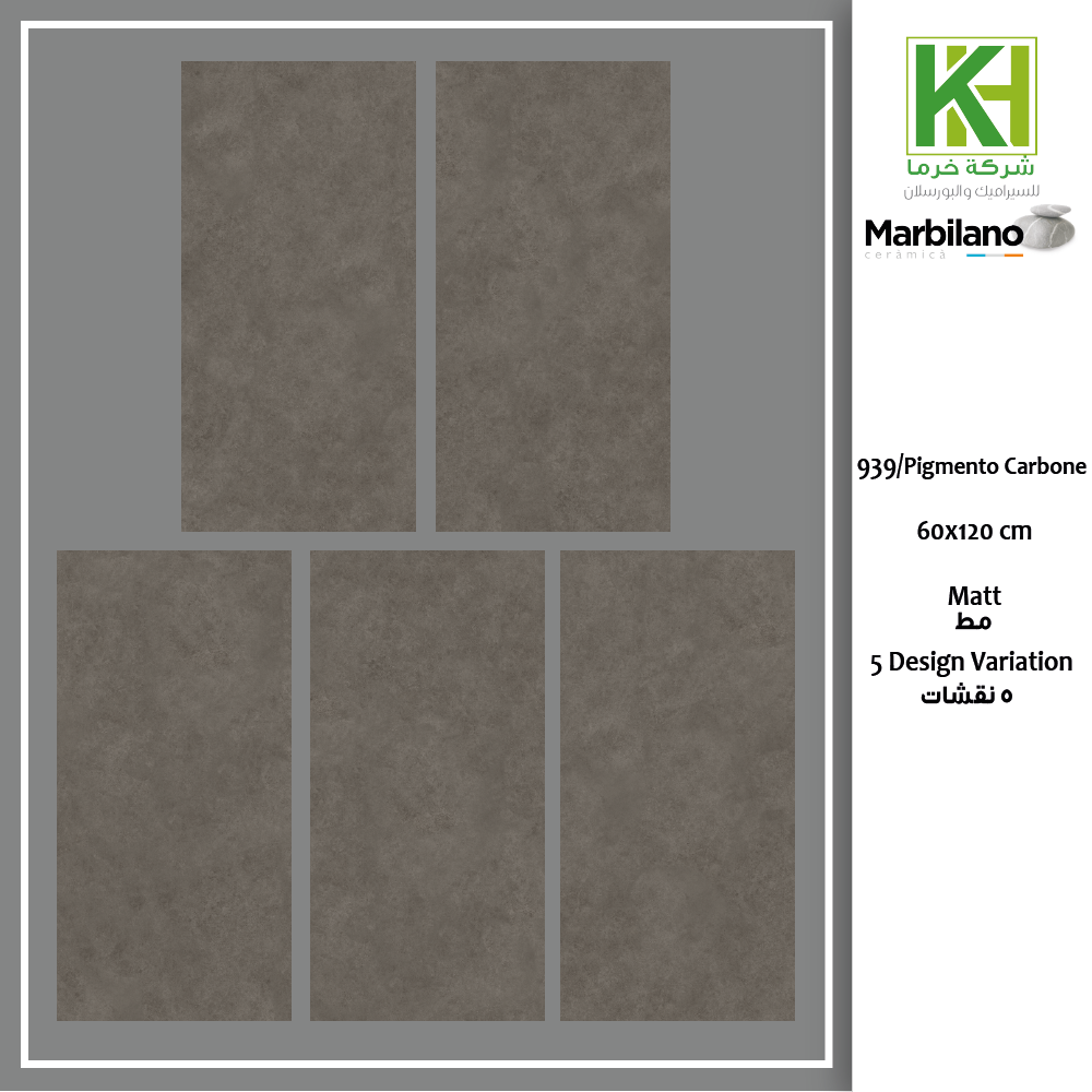 Picture of Indian matt procelain tile 60x120cm Pigmento carbone